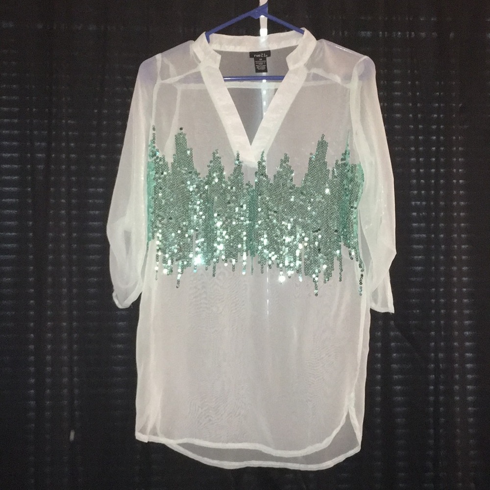 Mint sequin blouse